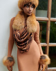 Aspen Fur Scarf Shawl Collar - Cognac,Scarves, Sassy Jones,