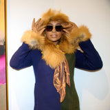 Aspen Pure Fur Shawl Collar w/ Separable Scarf - Affluent Cognac