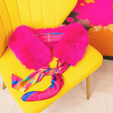 Aspen Pure Fur Shawl Collar w/ Separable Scarf - Sassy Hot Pink