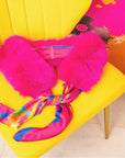 Aspen Fur Scarf Shawl Collar - Hot Pink,Scarves, Sassy Jones,