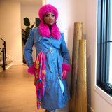 Aspen Pure Fur Shawl Collar w/ Separable Scarf - Sassy Hot Pink