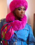 Aspen Fur Scarf Shawl Collar - Hot Pink,Scarves, Sassy Jones,