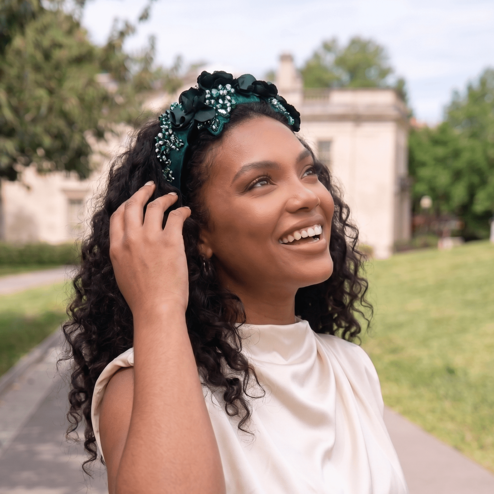 Astoria Regal Bloom Headband - Emerald,Headbands, Sassy Jones,