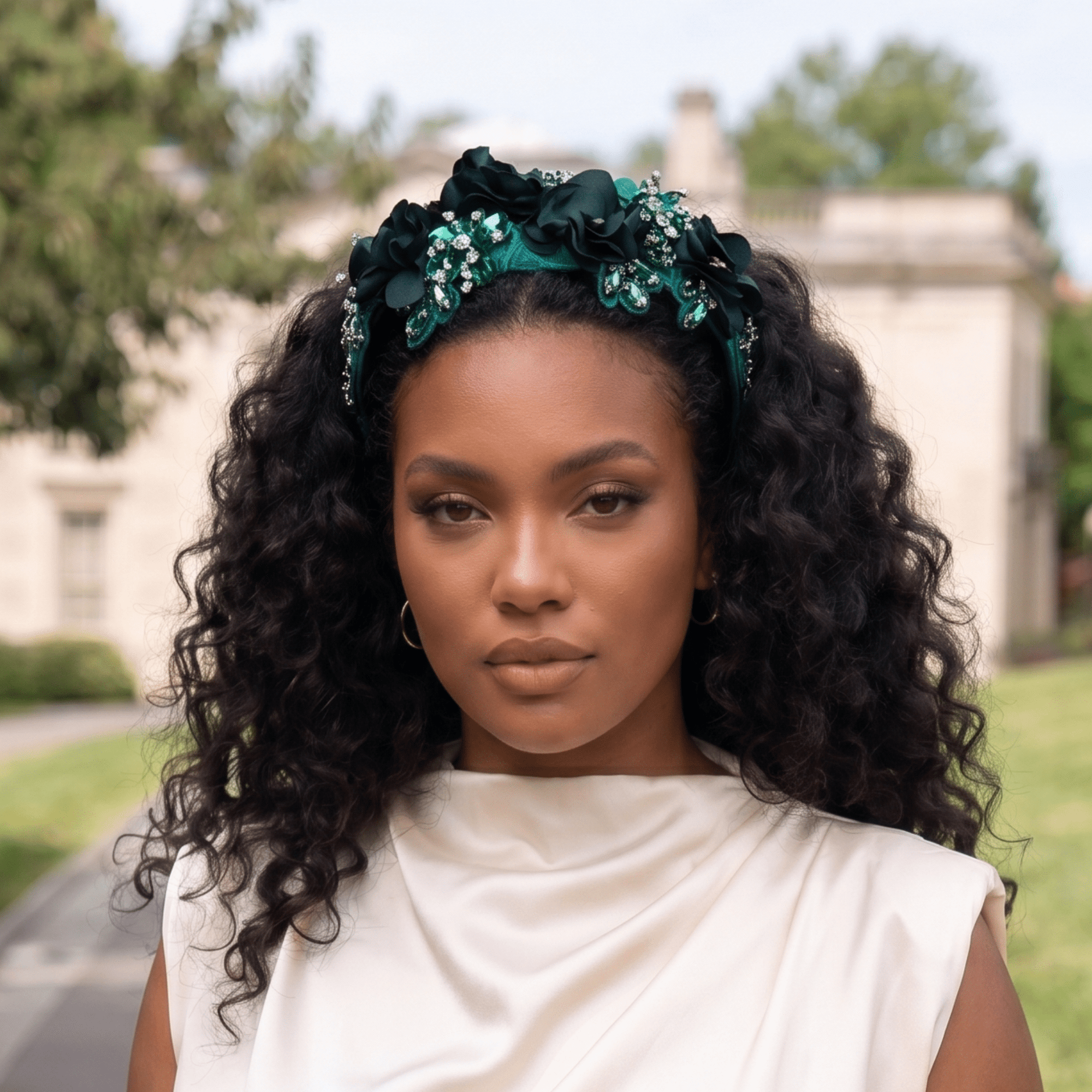 Astoria Regal Bloom Headband - Emerald,Headbands, Sassy Jones,