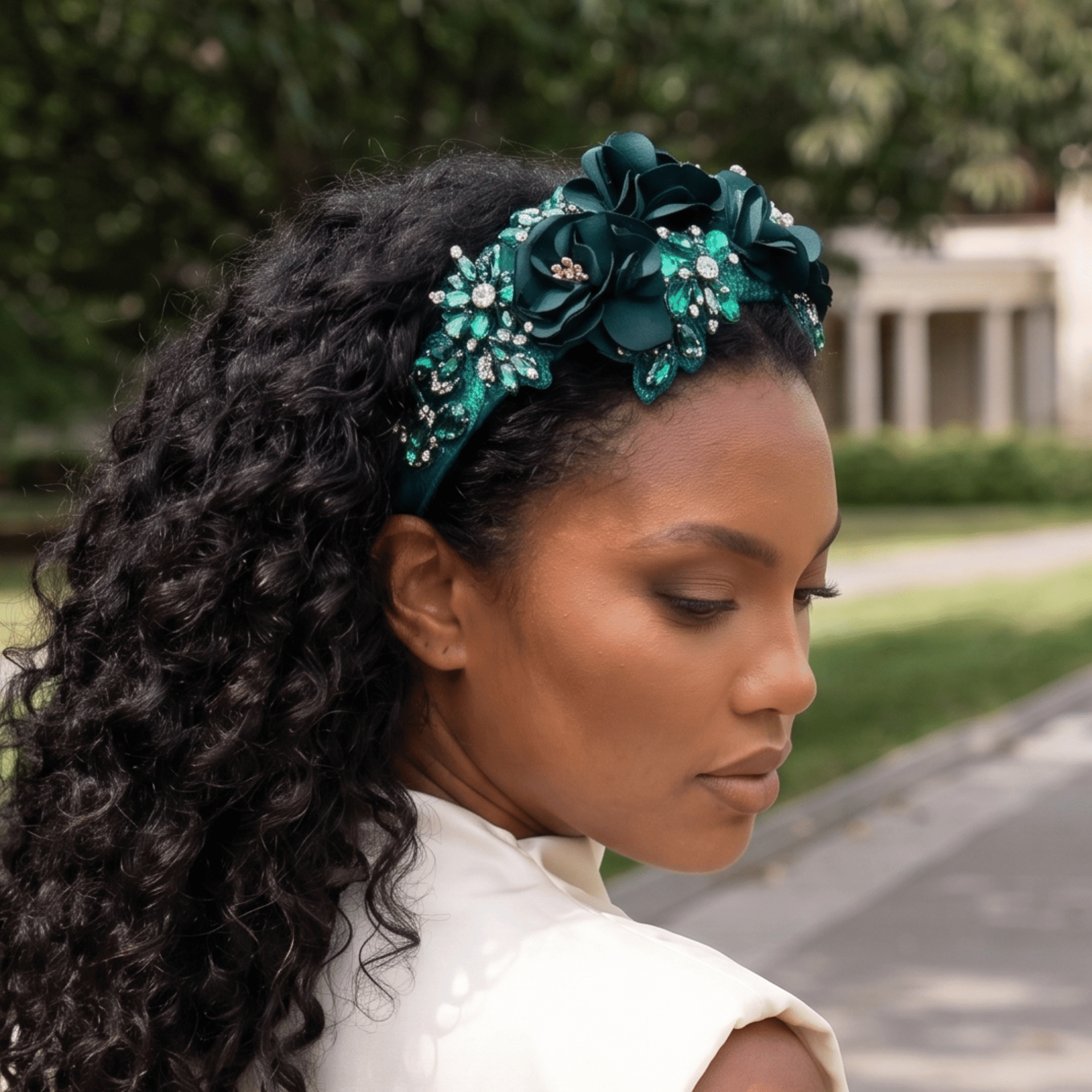 Astoria Regal Bloom Headband - Emerald,Headbands, Sassy Jones,