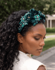 Astoria Regal Bloom Headband - Emerald,Headbands, Sassy Jones,
