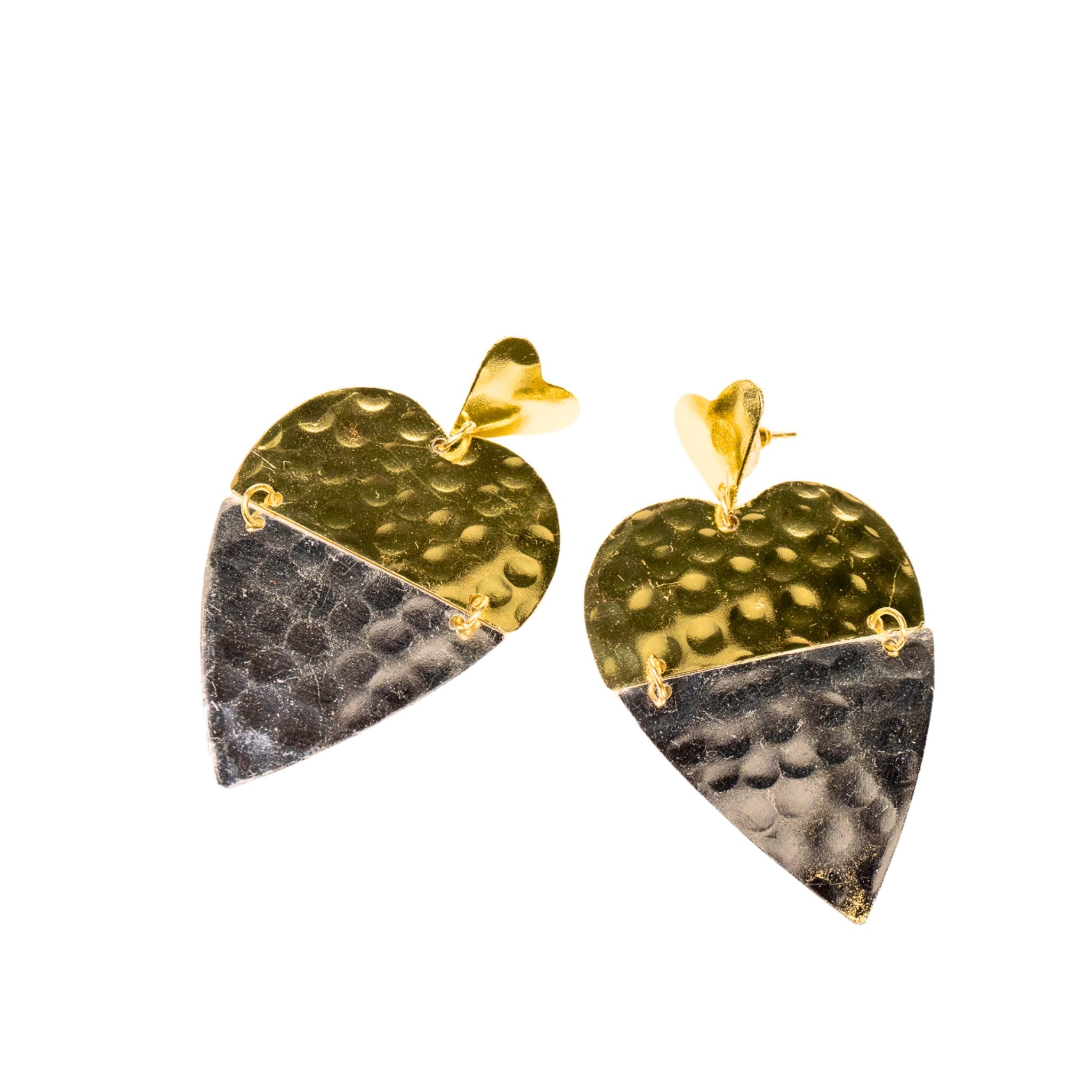 Hanna Hammered Heart Dangles,Earrings, Sassy Jones,