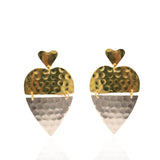 Hanna Hammered Heart Dangles,Earrings, Sassy Jones,