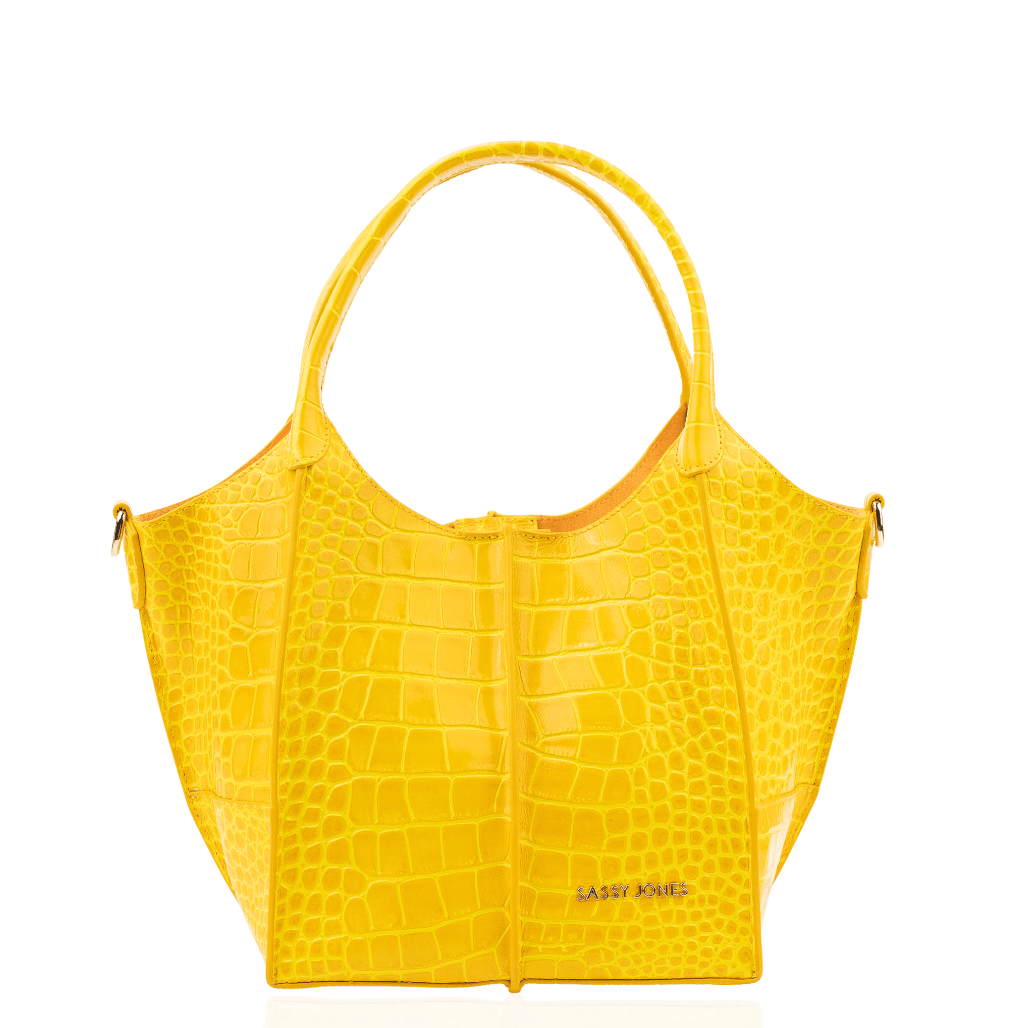 Ava Croc Medium Tote - Honey Mustard | Sassy Jones