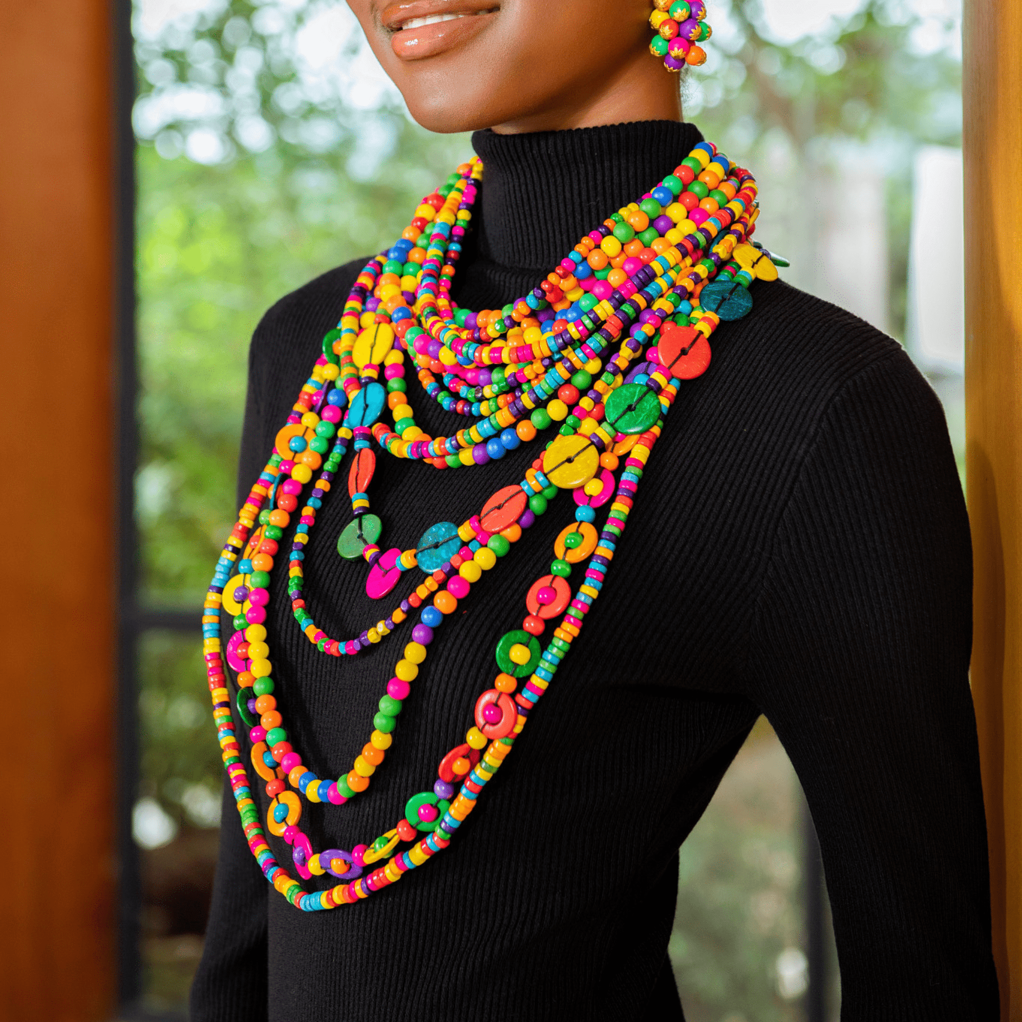 Ayoka Beaded 2 - in - 1 Cascading Chain - Confetti Pop,Necklaces, Sassy Jones,