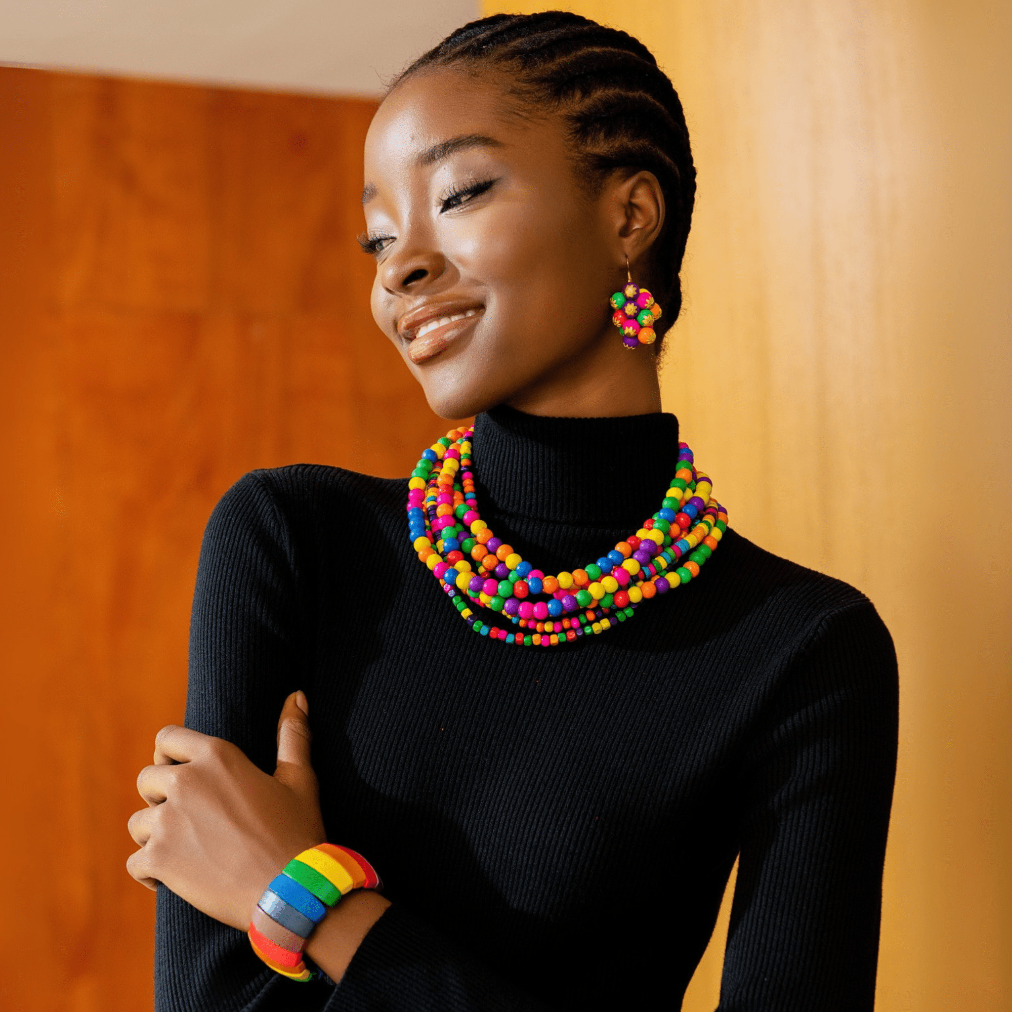 Ayoka Beaded 2 - in - 1 Cascading Chain - Confetti Pop,Necklaces, Sassy Jones,