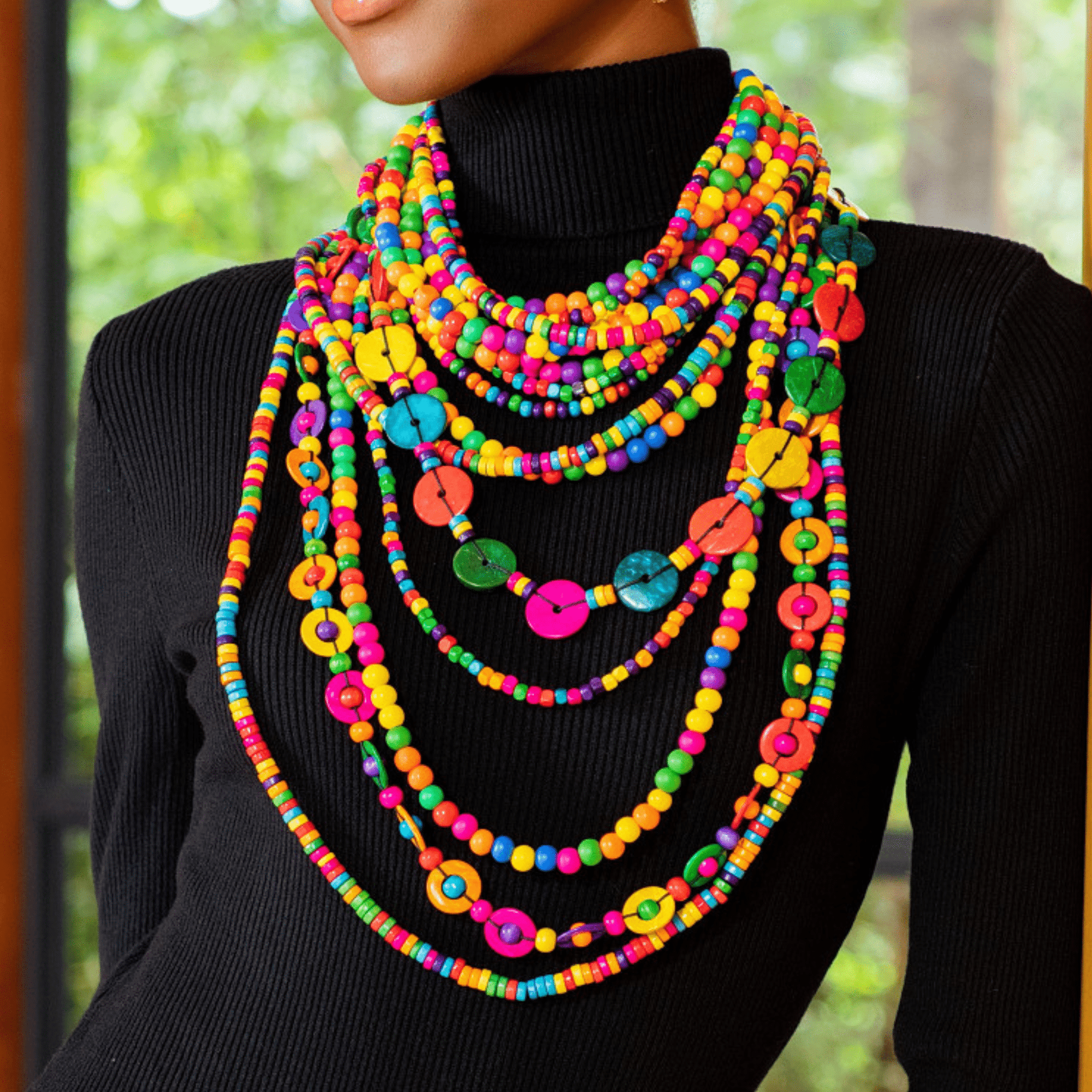 Ayoka Beaded 2 - in - 1 Cascading Chain - Confetti Pop,Necklaces, Sassy Jones,