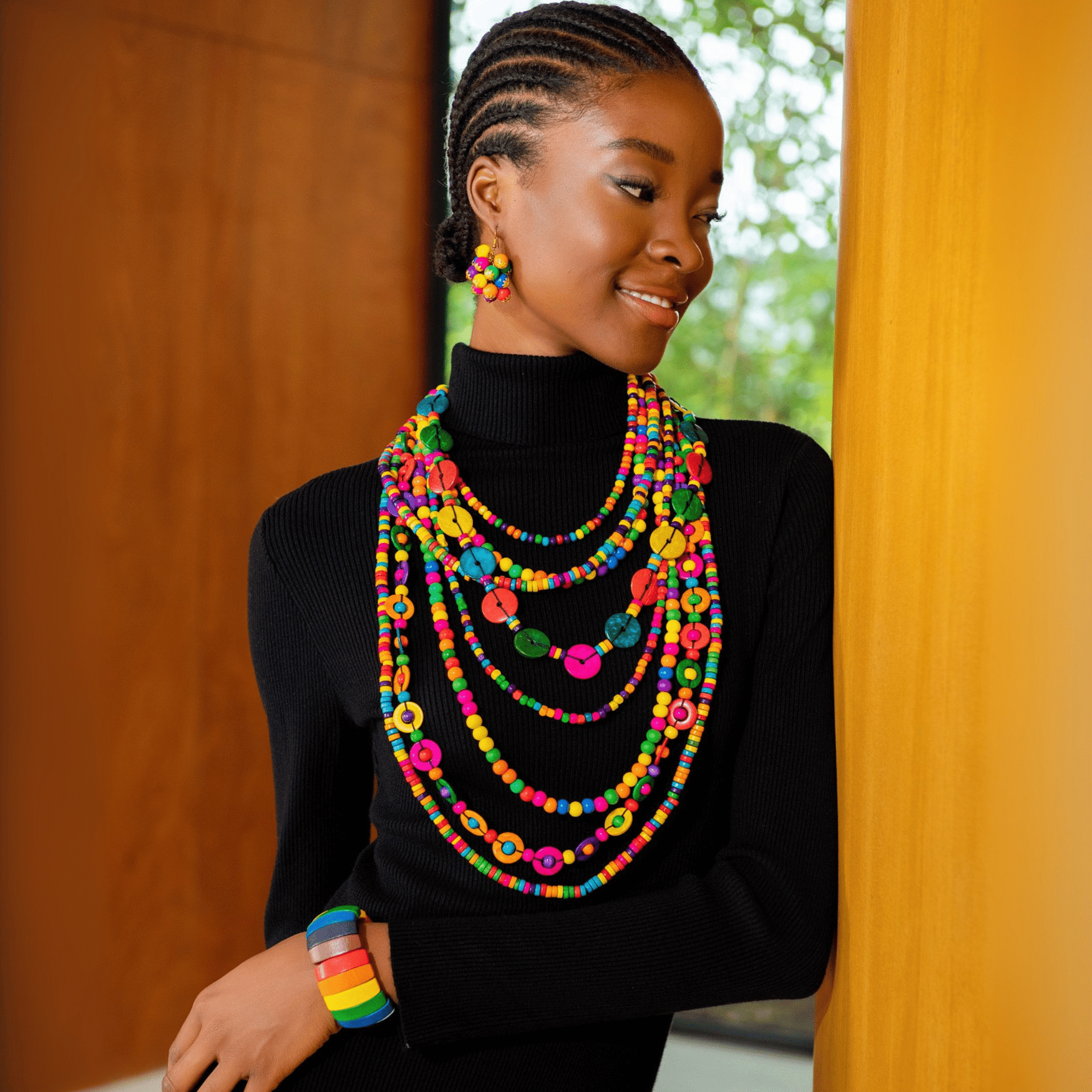 Ayoka Beaded 2 - in - 1 Cascading Chain - Confetti Pop,Necklaces, Sassy Jones,
