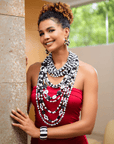 Ayoka Beaded 4 - in - 1 Cascading Chain – Black & White,Necklaces, Sassy Jones,