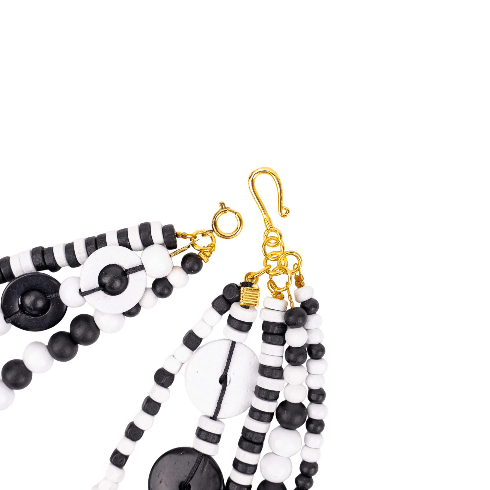 Ayoka Beaded 4 - in - 1 Cascading Chain – Black &amp; White,Necklaces, Sassy Jones,