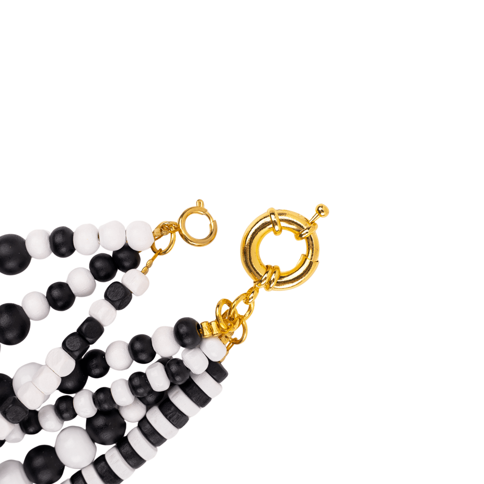 Ayoka Beaded 4 - in - 1 Cascading Chain – Black &amp; White,Necklaces, Sassy Jones,