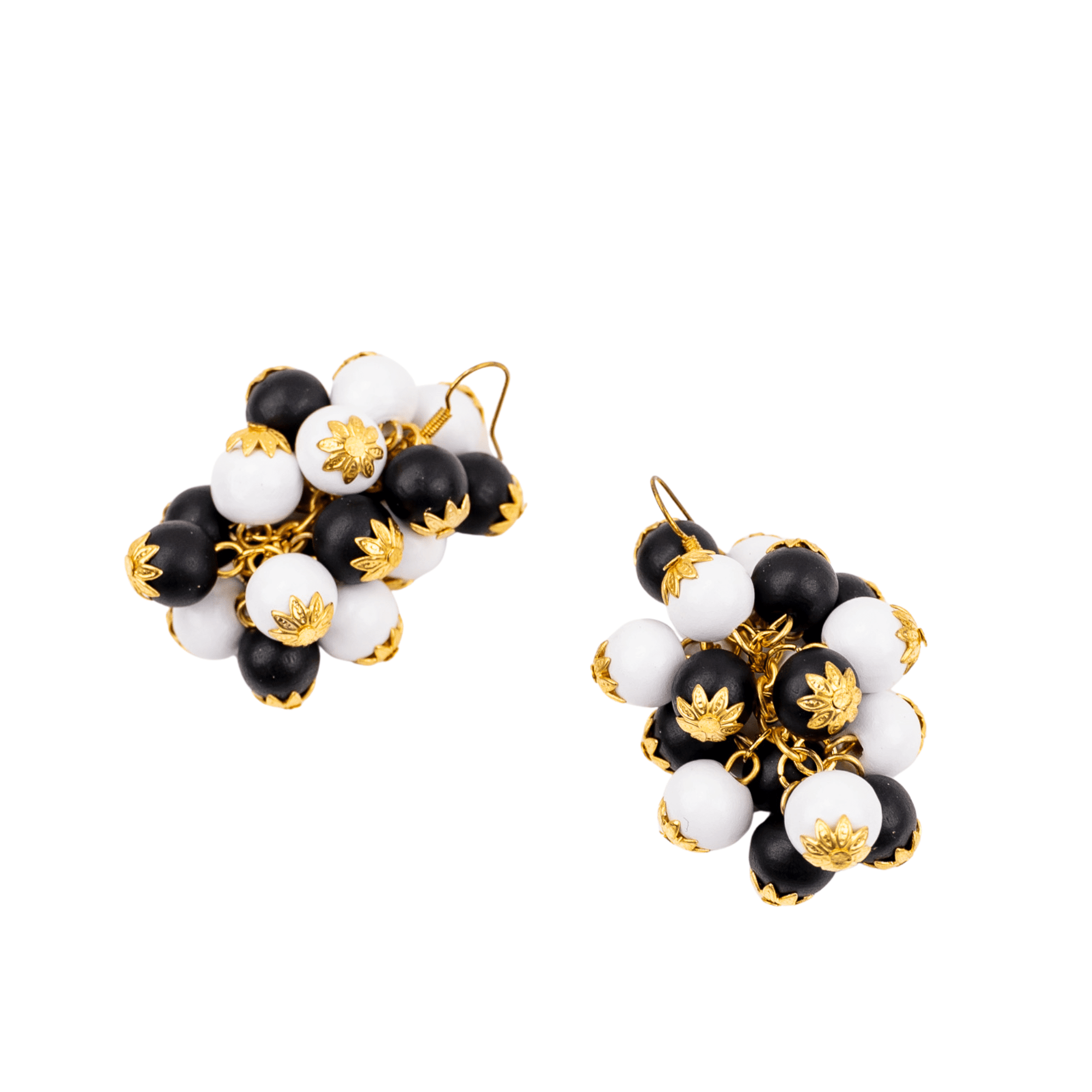 Ayoka Beaded Dangles - Black &amp; White,Earrings, Sassy Jones,