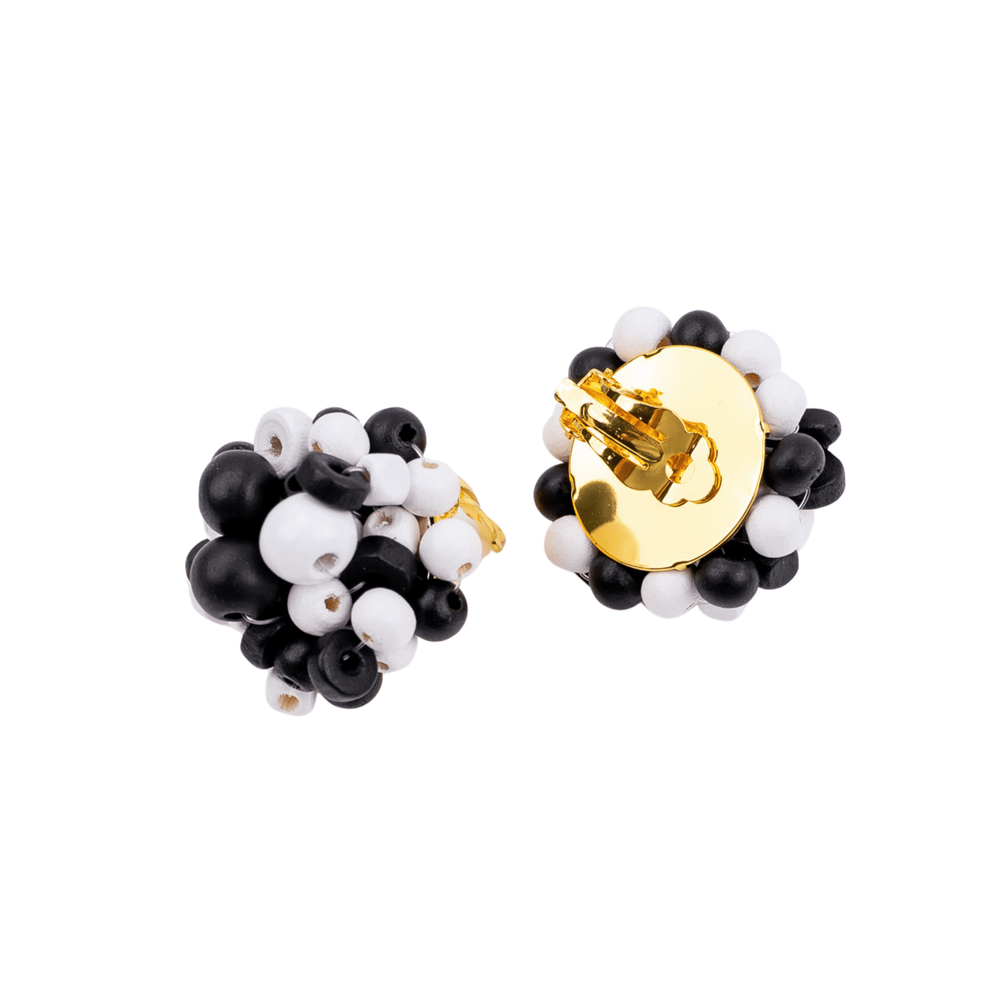 Ayoka Beaded Earrings - Black &amp; White,Earrings, Sassy Jones,