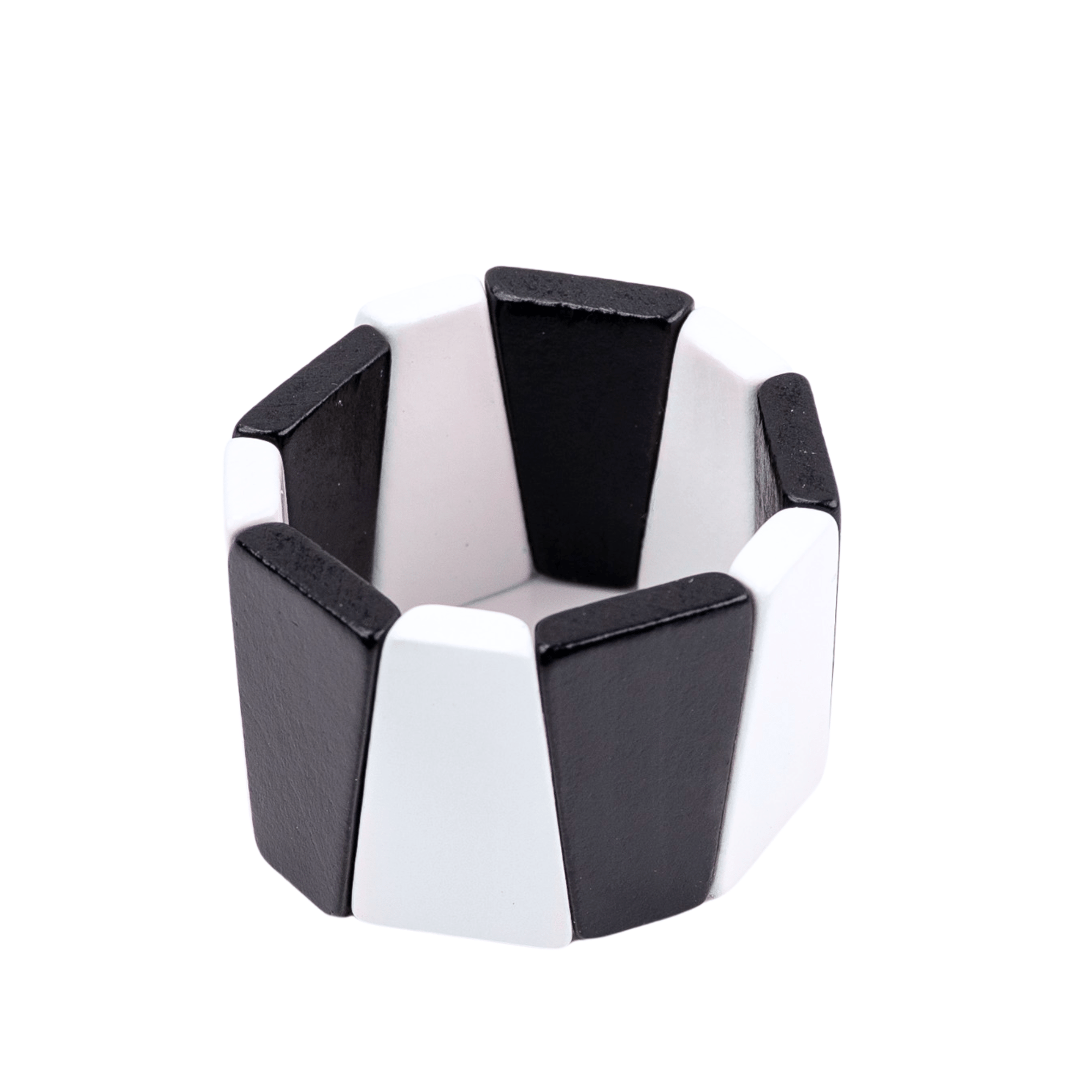 Ayoka Chunky Stretch Geometric Bracelet - Black &amp; White,Bracelets, Sassy Jones,
