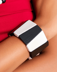Ayoka Chunky Stretch Geometric Bracelet - Black & White,Bracelets, Sassy Jones,