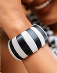 Ayoka Chunky Stretch Statement Bracelet - Black & White,Bracelets, Sassy Jones,