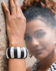 Ayoka Chunky Stretch Statement Bracelet - Black & White,Bracelets, Sassy Jones,