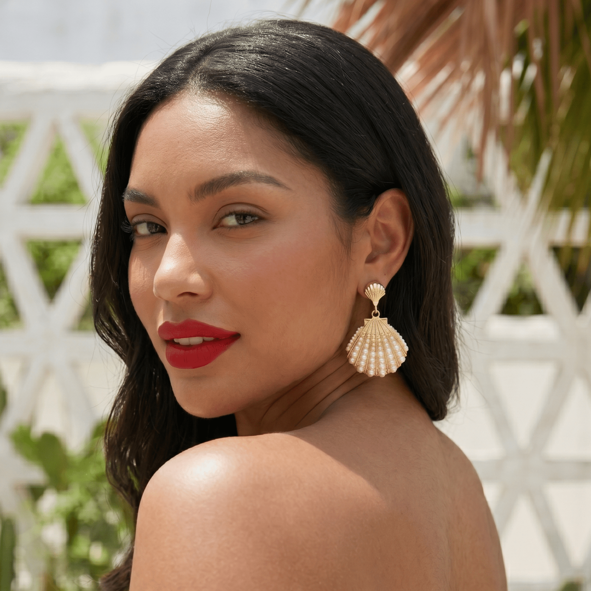 Azariah Pearl Shell Dangles,Earrings, Sassy Jones,