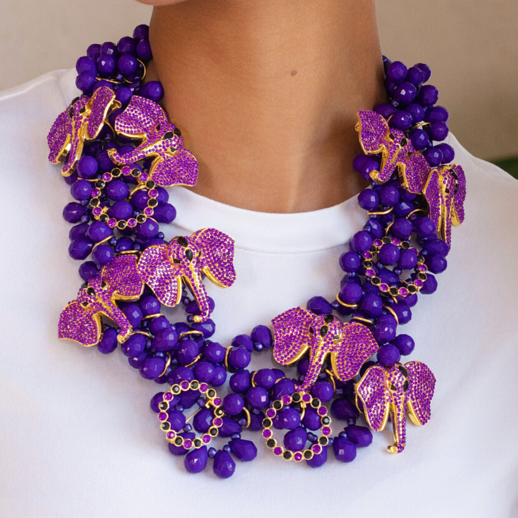 Babar 18k Brooch Bib - Midnight Purple,Necklaces, Sassy Jones,