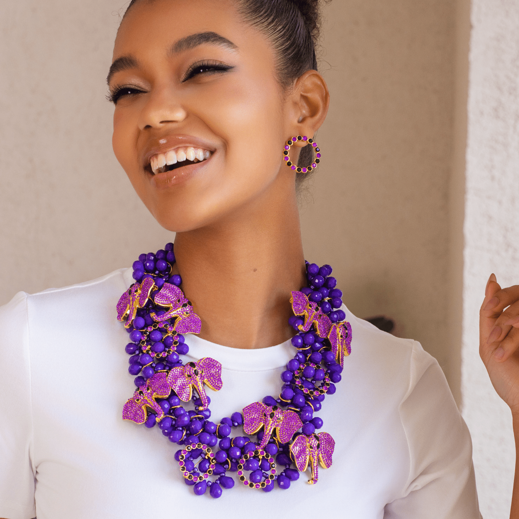 Babar 18k Brooch Bib - Midnight Purple,Necklaces, Sassy Jones,