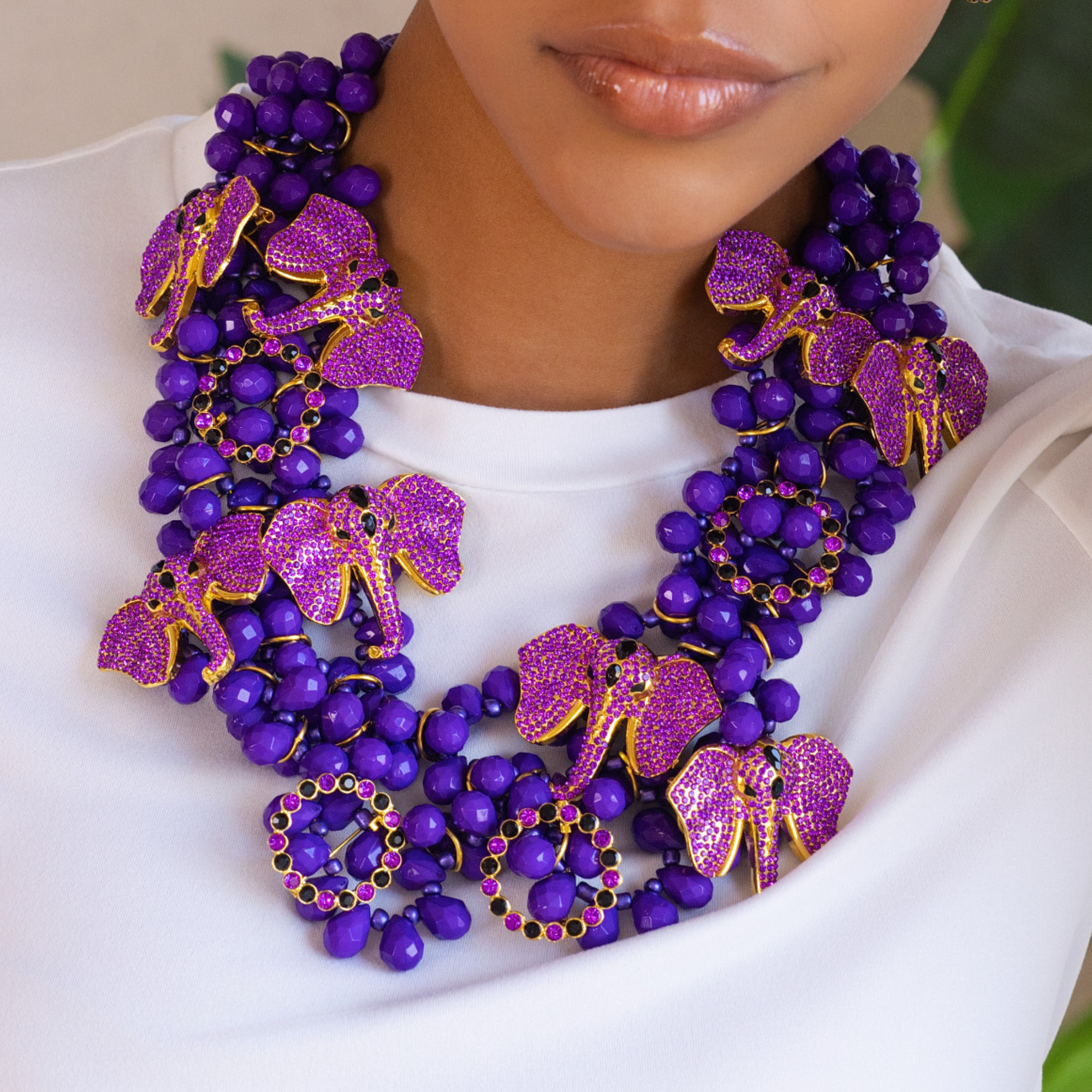 Babar 18k Brooch Bib - Midnight Purple,Necklaces, Sassy Jones,