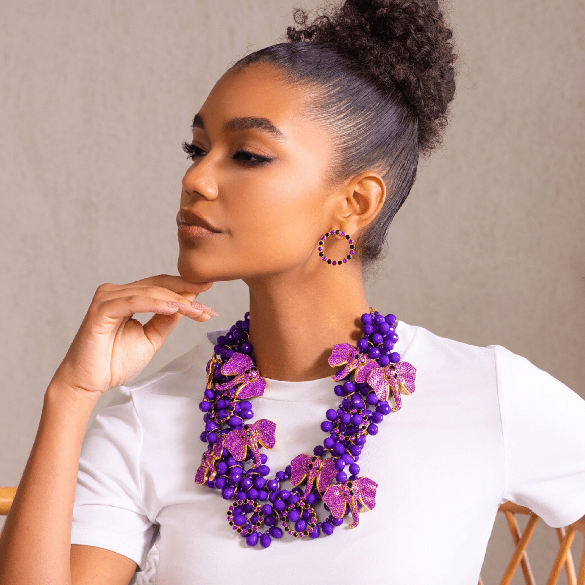 Babar 18k Crystal Studs - Midnight Purple,Earrings, Sassy Jones,