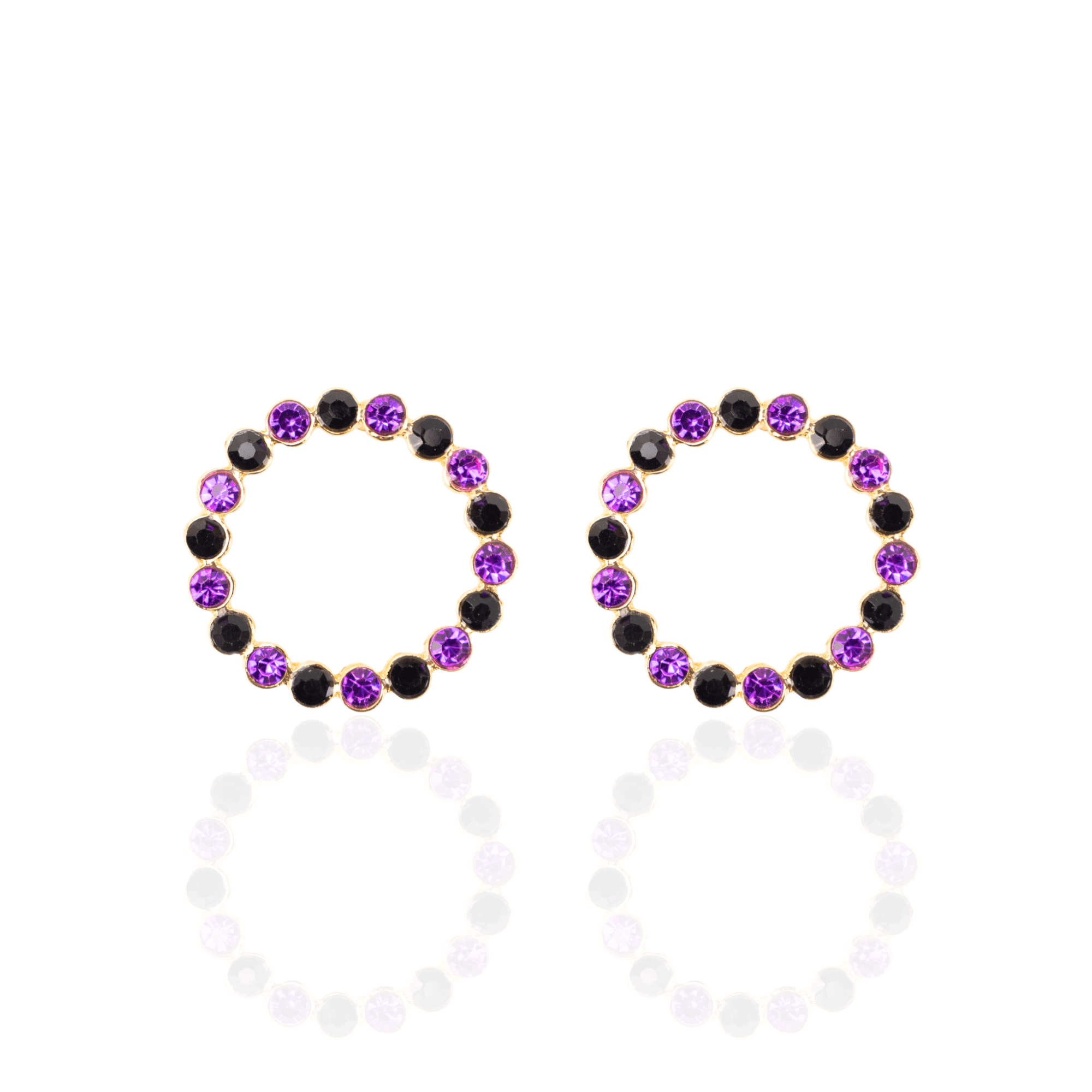 Babar 18k Crystal Studs - Midnight Purple,Earrings, Sassy Jones,
