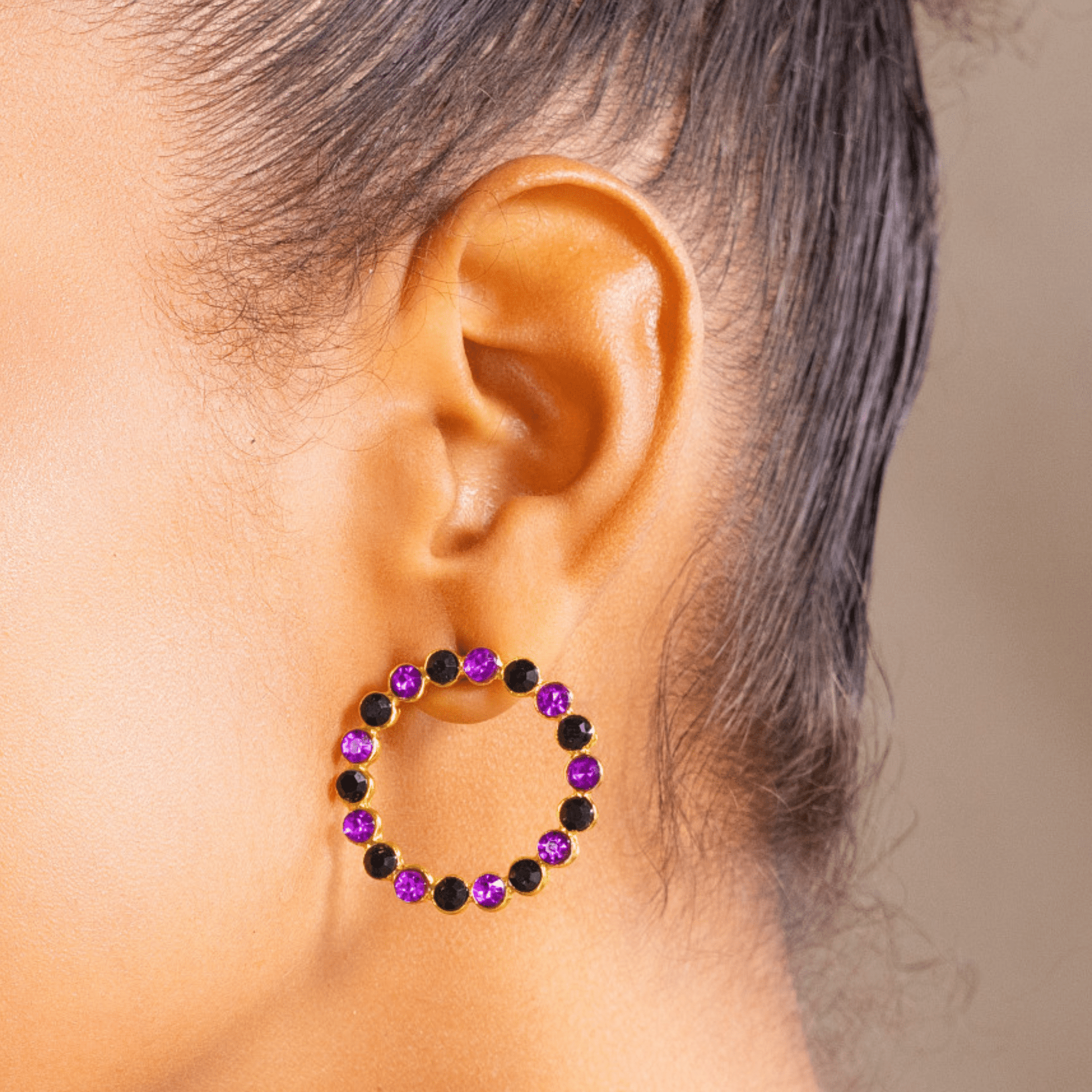 Babar 18k Crystal Studs - Midnight Purple,Earrings, Sassy Jones,