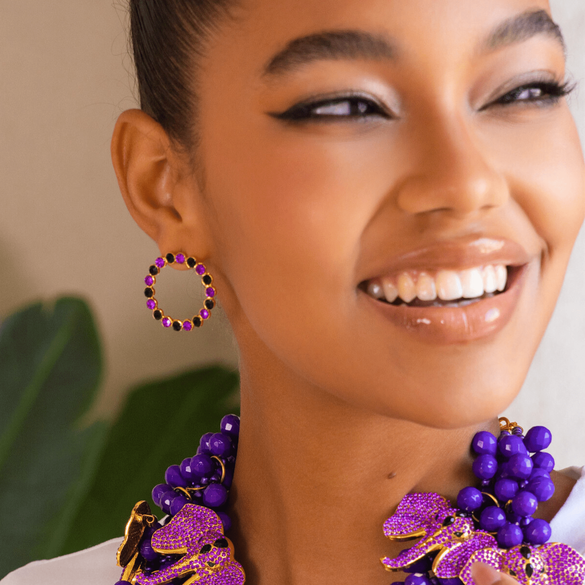 Babar 18k Crystal Studs - Midnight Purple,Earrings, Sassy Jones,