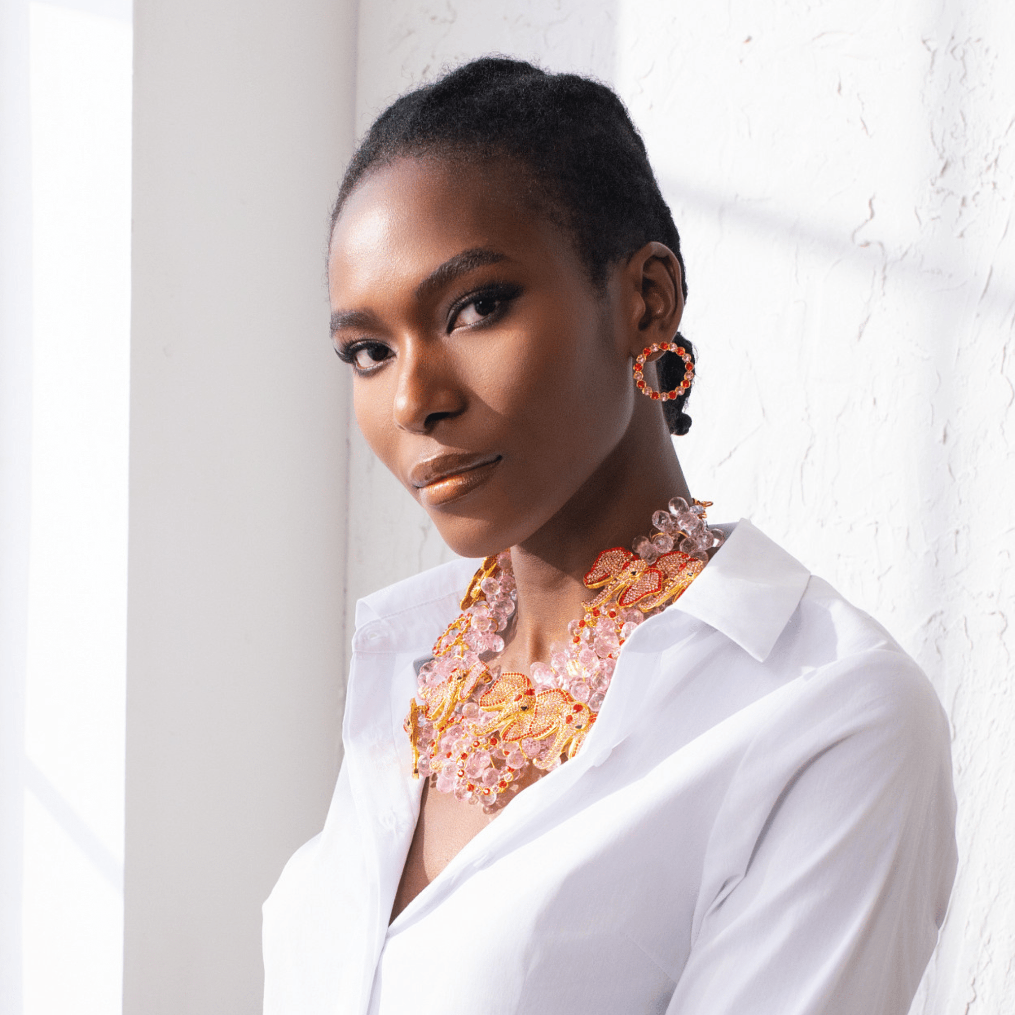 Babar 18k Crystal Studs - Pink Sorbet,Earrings, Sassy Jones,