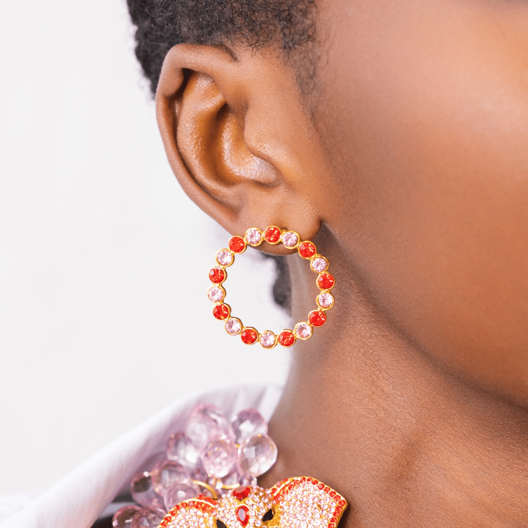 Babar 18k Crystal Studs - Pink Sorbet,Earrings, Sassy Jones,