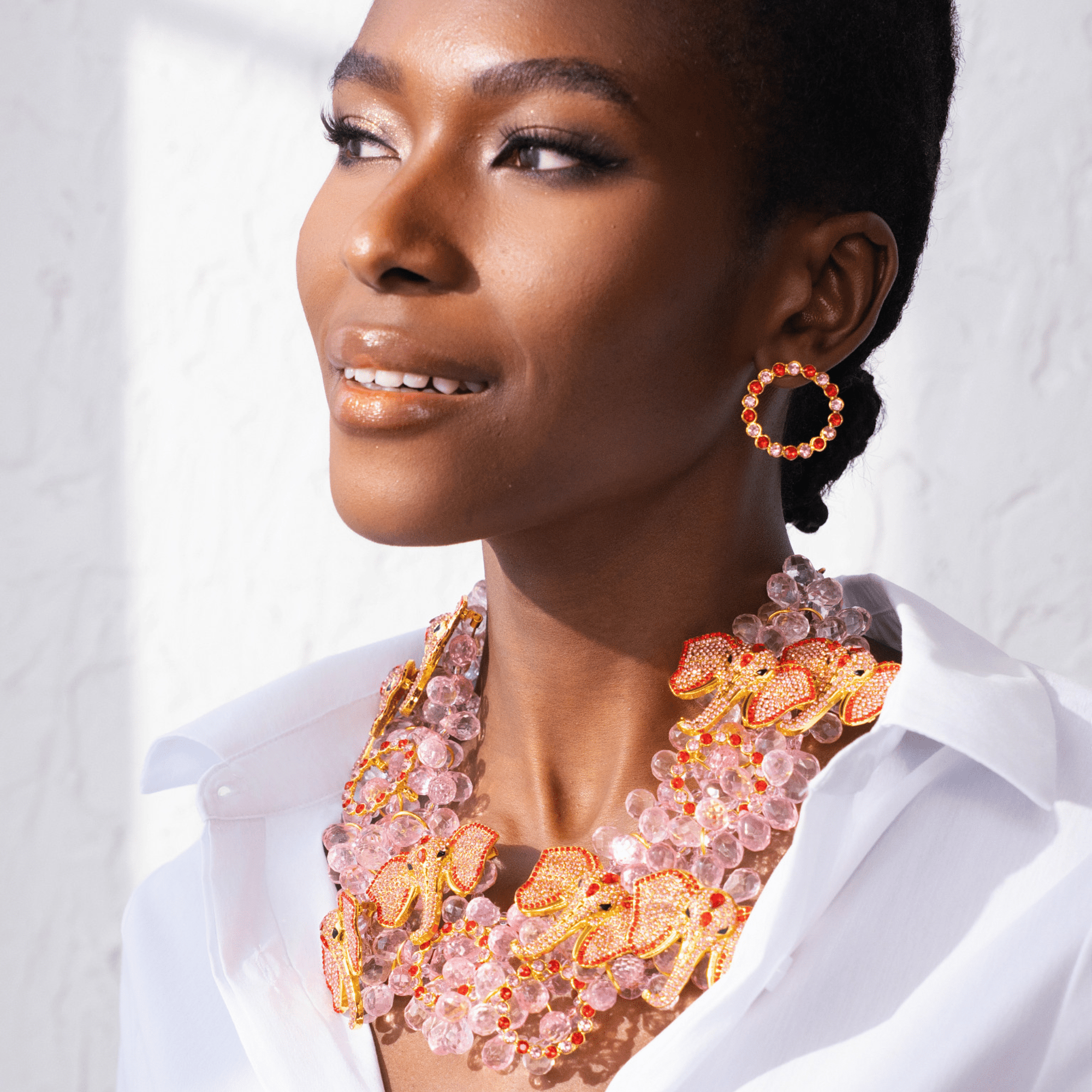 Babar 18k Crystal Studs - Pink Sorbet,Earrings, Sassy Jones,