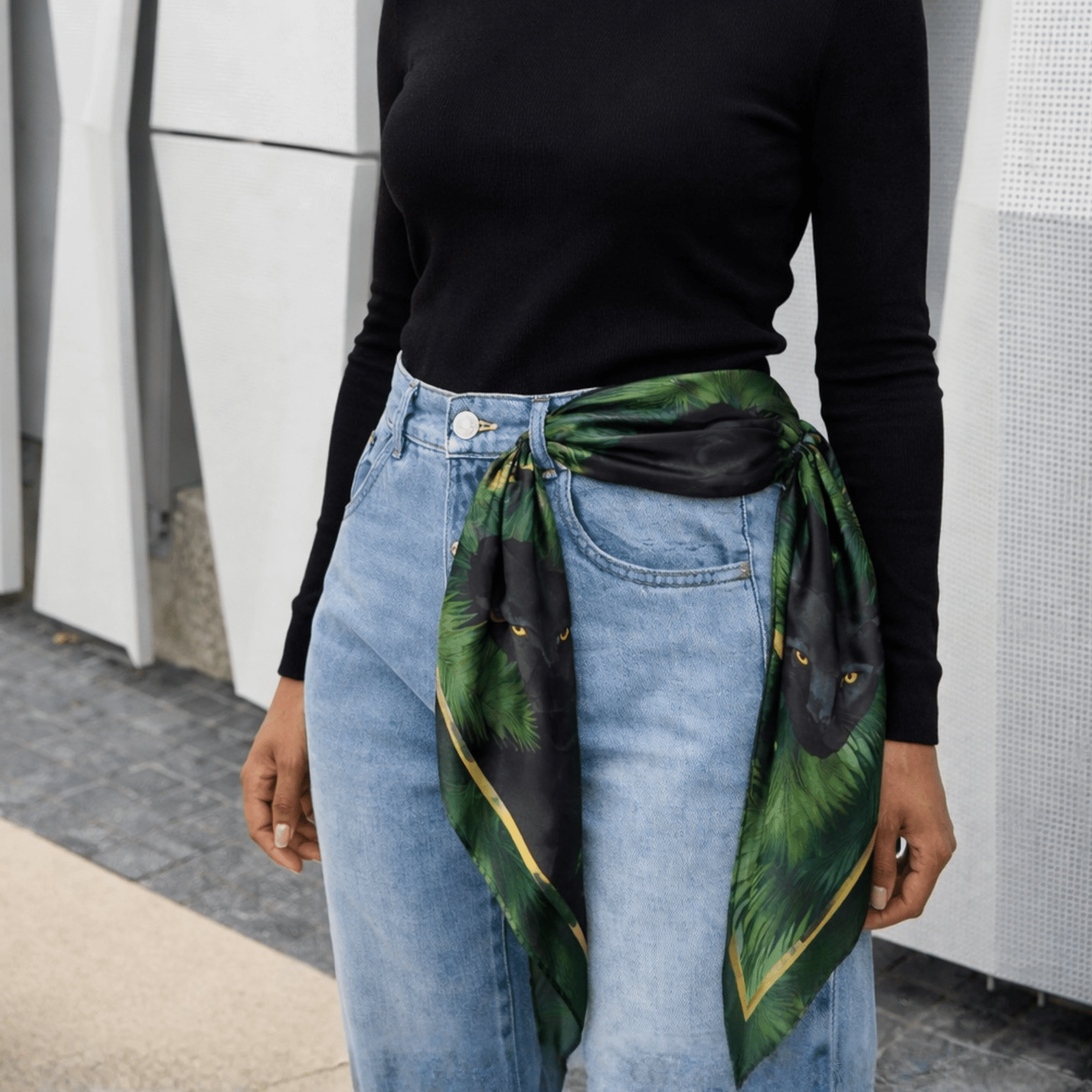 Black Panther Luxe Scarf 33" x 33",Scarves, Sassy Jones,