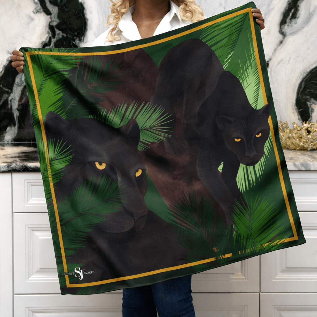 Black Panther Luxe Scarf 33" x 33",Scarves, Sassy Jones,