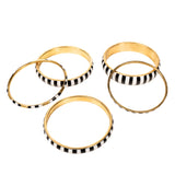 Brandy 5pc Bracelet Stack - B/W,Earrings, Sassy Jones,