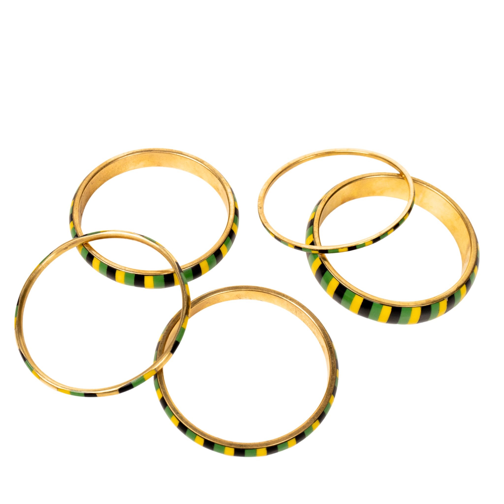 Brandy 5pc Bracelet Stack - Rasta,Earrings, Sassy Jones,