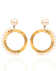 Brittany Pearl Dangles - Gold,Earrings, Sassy Jones,