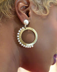 Brittany Pearl Dangles - Gold,Earrings, Sassy Jones,