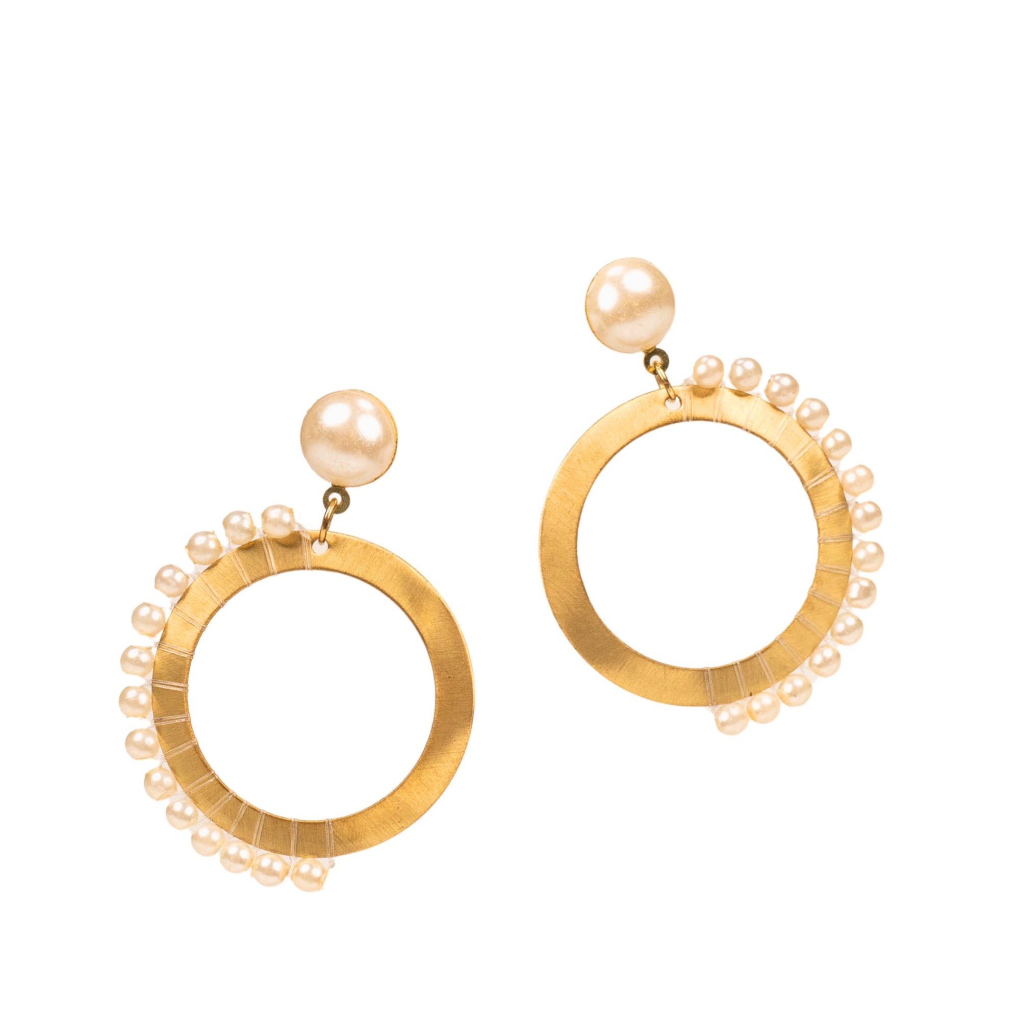 Brittany Pearl Dangles - Gold,Earrings, Sassy Jones,