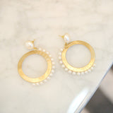 Brittany Pearl Dangles - Gold,Earrings, Sassy Jones,