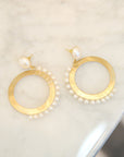 Brittany Pearl Dangles - Gold,Earrings, Sassy Jones,