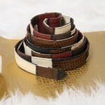 Buffalo Leather Patchwork Obi Wrap Belt - Nature Crocodile / Snake,Belts, Sassy Jones,