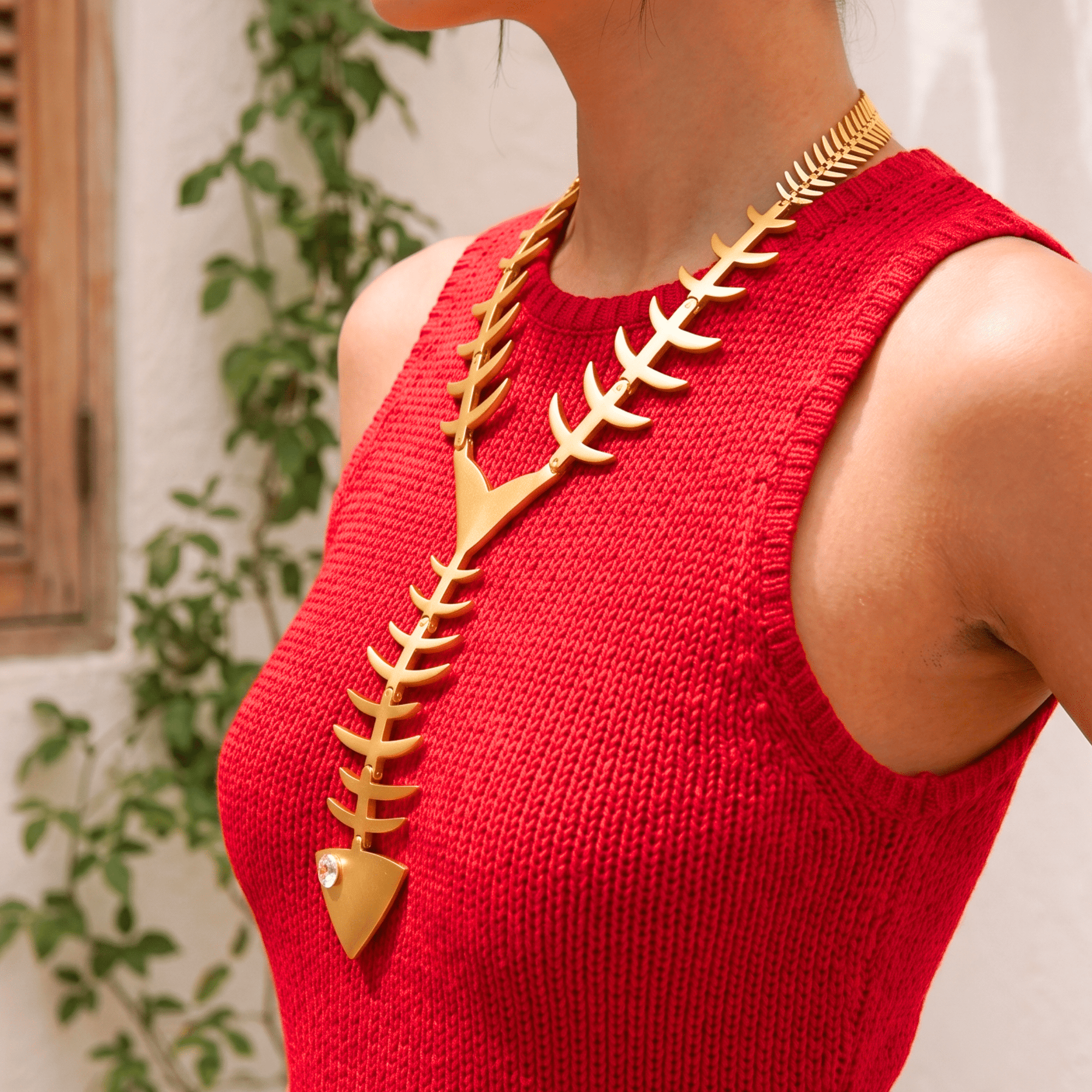 Caicos 18k Fishbone Necklace,Necklaces, Sassy Jones,