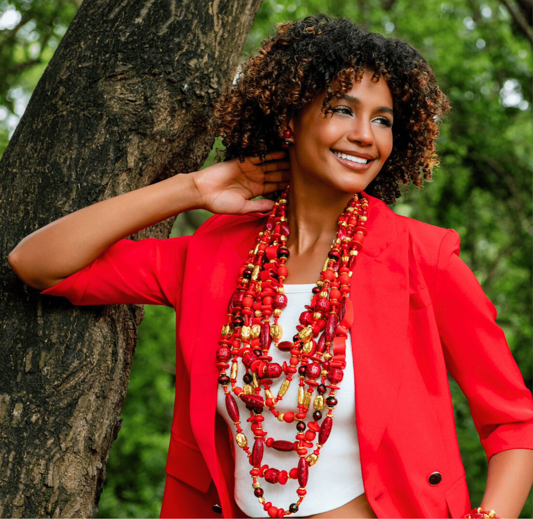 Caliope 2 - in - 1 Beaded Leather Necklace - Crimson,Necklaces, Sassy Jones,