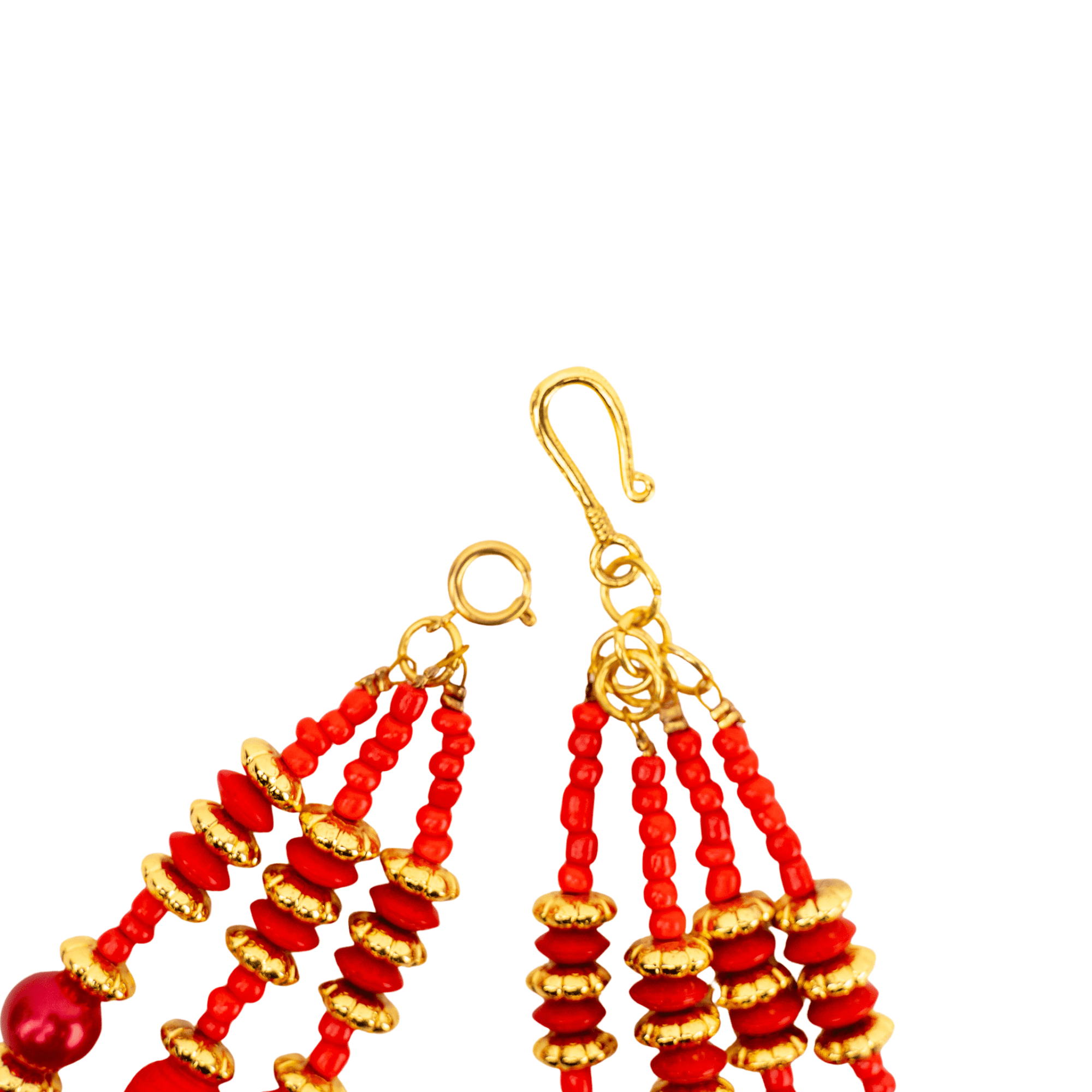 Caliope 2 - in - 1 Beaded Leather Necklace - Crimson,Necklaces, Sassy Jones,